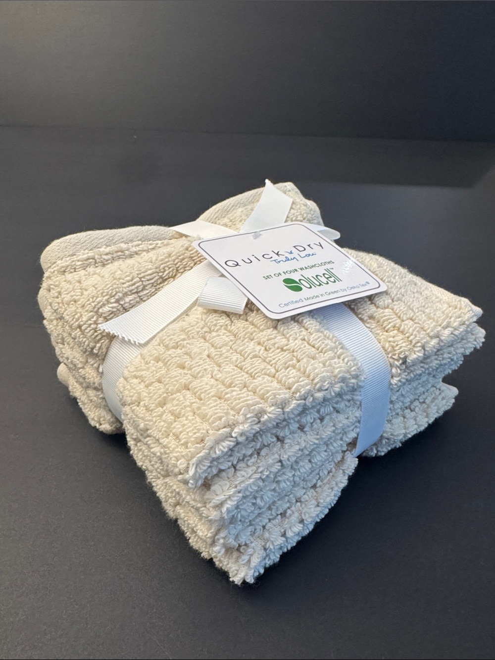 8pc TRULY LOU Quick Dry Zero Twist Cotton Bath Towel Set - Birch - Bone - Picture 9 of 10